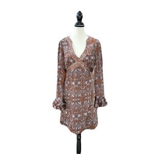 Nanette Lepore Capriccio Dress-100% silk- Ruffle-Blue-Brown- Y2K-Dance-Size 10